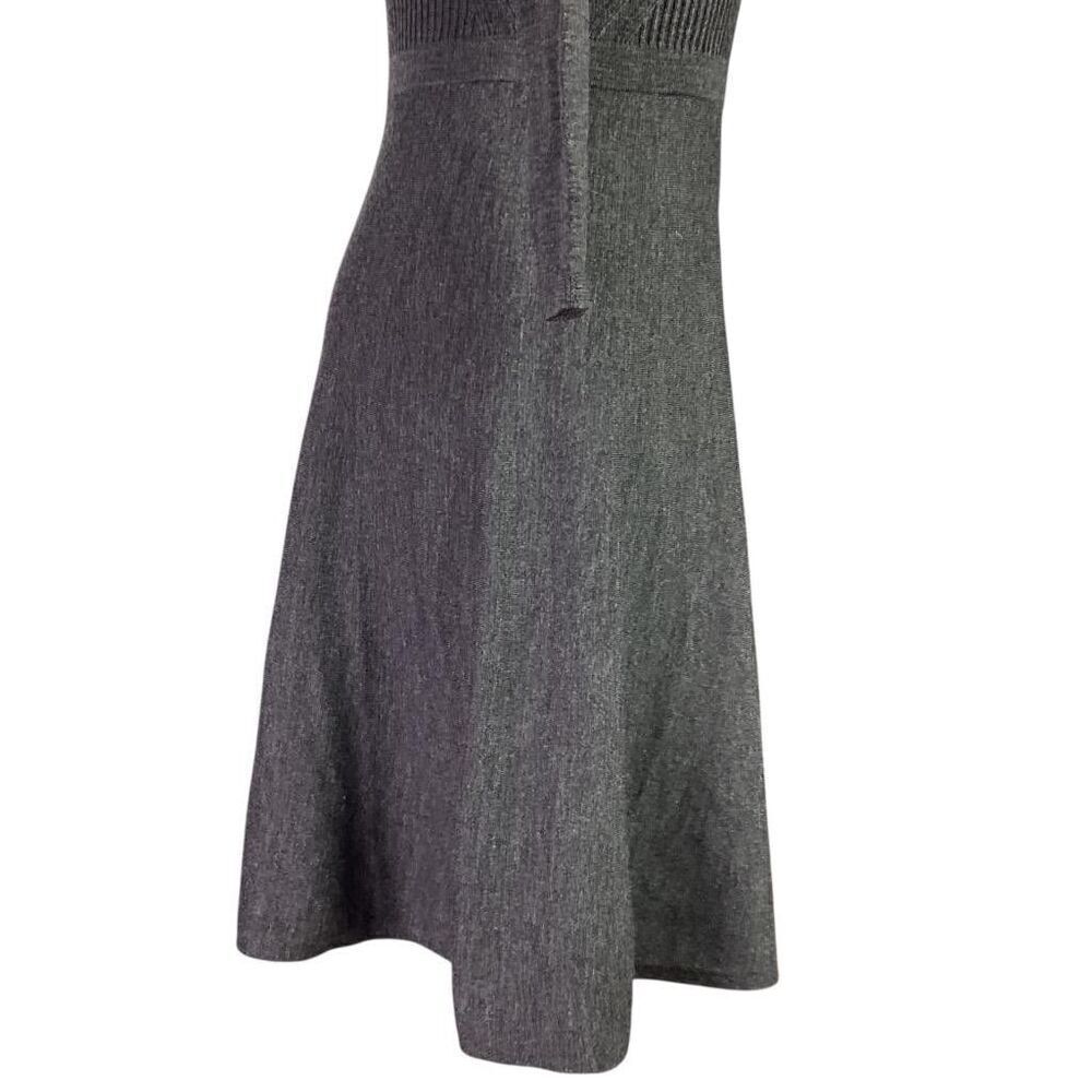 Talbots Sweater Dress Women XS Gray Merino Wool 3/4 Sleeve Fit Flare Pullover - Picture 4 of 7